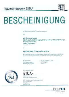 Zertifikat Traumazentrum