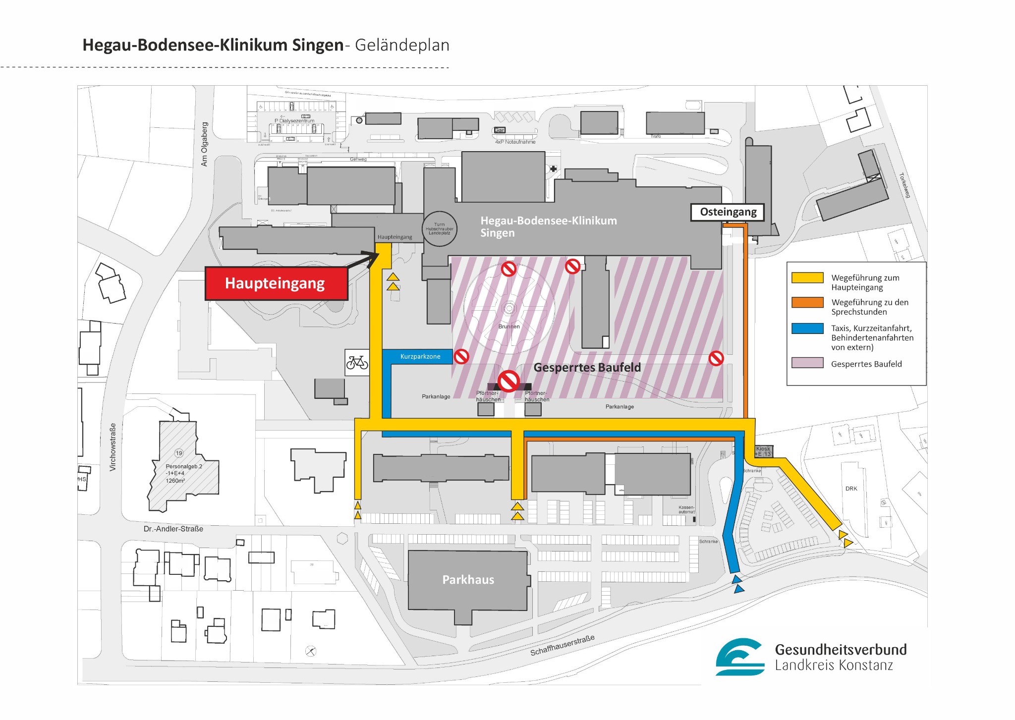 HBK Si Geländeplan Umbau ZNA Neuer Haupteingang