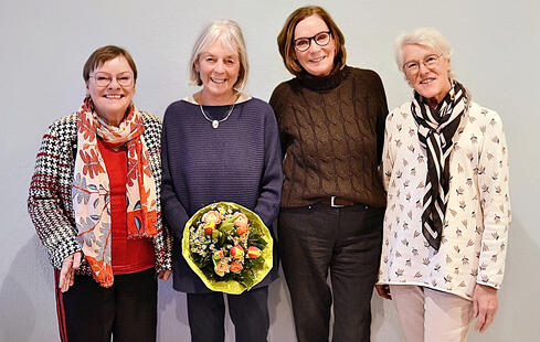 Die Patientenfürsprecherinnen am HBK Singen v.l.: Christine Jud, Renate Forster (bis Ende 2022), Ulrika Schwarz, Margret Suhr (ohne Kirsten Brößke), Foto: Selin Em.